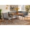 Wholesale Interiors Baxton Studio Alvis Mid-Century Modern Grey Velvet Upholstered and Walnut Brown Finished Wood 4-Piece Dining Nook Set